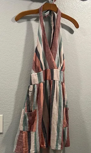 American Eagle Outfitters Pink and Green Halter Maxi Sundress thumbnail 1