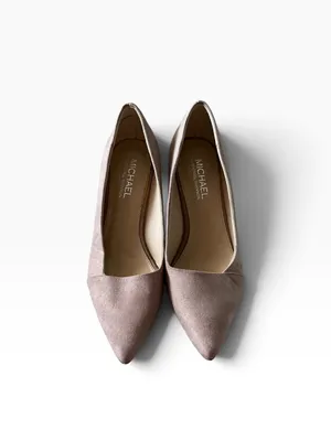 Michael Kors Elaina beige suede block heel pointy toe pumps shoes size 9 thumbnail 4