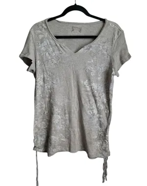 Ruff Hewn Light Gray Floral Short Sleeve Top thumbnail 1