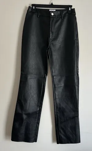 Princess‎ Polly Size 4 Women's Black Mid Rise Faux Leather Pants Straight leg thumbnail 1