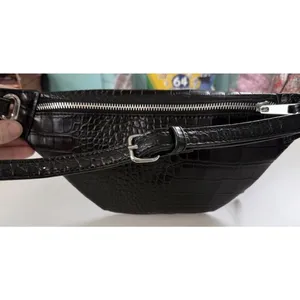 The Drop Black Faux Croc Belt‎ Bag Fanny Pack Waist Pouch Minimalist NEW thumbnail 5