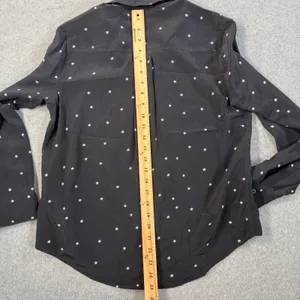 Rails Women's Small Black Star Print 100% Silk Long Sleeve Button Up Shirt thumbnail 10