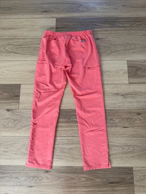 Figs Coral Drawstring Cargo Joggers with White Tie thumbnail 8