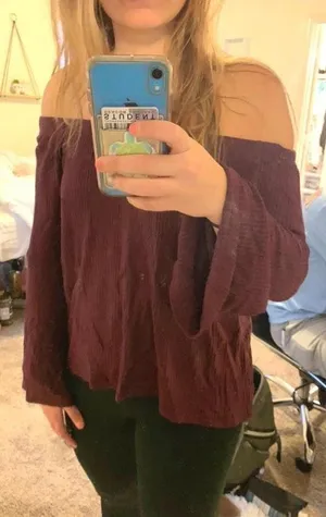 Hollister Maroon Of The Shoulder Sweater thumbnail 1