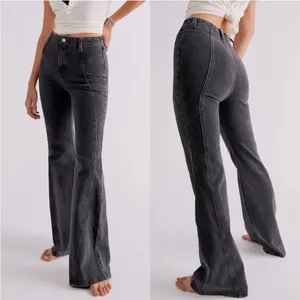 FREE PEOPLE We The Free Florence High Rise Flare Black Jeans thumbnail 3