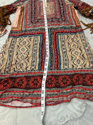 Uncle Frank by Anthropologie Geometric Embroidered dress with Red&Teal Accentst thumbnail 8