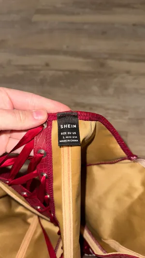 Faux red leather top thumbnail 2