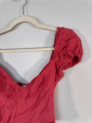 Wilfred Red Cropped Sweetheart Neckline Blouse Womens M Casual Peasant Top thumbnail 10
