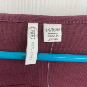 NWT Cato‎ burgundy long sleeve athleisure top 14/16 thumbnail 2
