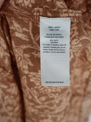 Faherty Kendall Palms Linen Maxi Dress Women’s Small Brown Tie Strap Button thumbnail 7