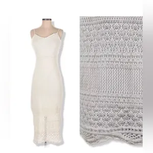 Freshman 1996 White Crochet Long Dress Adjustable Straps Fully Lined Size S thumbnail 2
