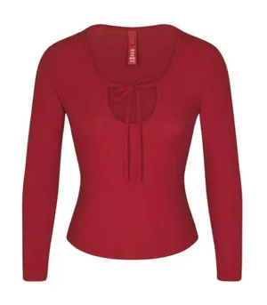 SKIMS Tie Front Long Sleeve Rib Stretch Modal Pajama Top thumbnail 1