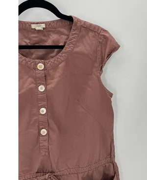 J. Crew sheath shirt tie waist Dress size 12 mauve Pockets Short Sleeve casual thumbnail 4