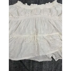 Free People Peasant Top S Ivory Cotton Gauze Off Shoulder Bell Sleeve Boho thumbnail 7