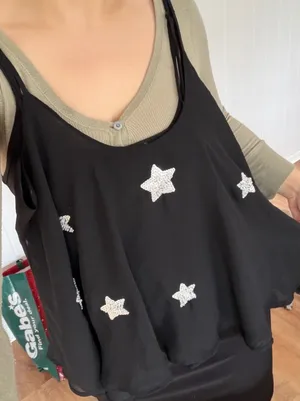 Celestial sheer sequin tank top Stars Black Size L thumbnail 1