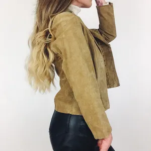 Vintage Genuine Suede Jacket in Tan | Size S thumbnail 5