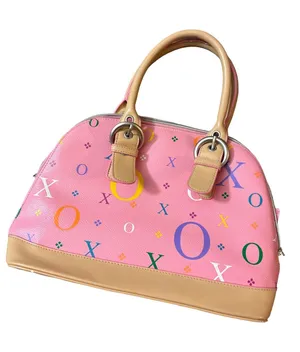 XOXO Pink Multicolor Logo Dome Satchel with Tan Trim thumbnail 1