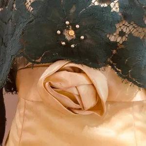 UNBRANDED Hand-Made Vintage 60s Green Lace Yellow Satin Beaded Fitted Dress XXS thumbnail 6