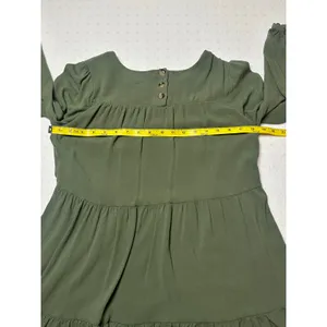 Lulus Olive Green Tiered Long Sleeve Mini Dress Women’s Small Boho Ruffle Hem thumbnail 6