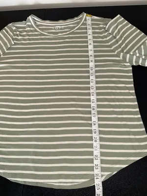 Loft Striped Long Sleeve Tee Size XL Green White thumbnail 5