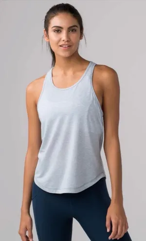 Lululemon Long Distance Tank 4 Heathered Hail Blue Workout Yoga Pilates Hiking thumbnail 1