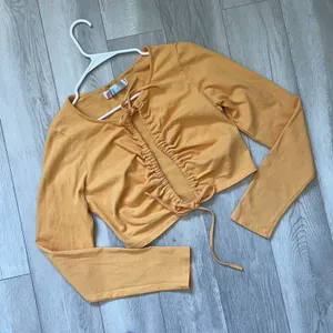 Free People Top open tie long sleeve crop womens Orange (medium) beach vacation thumbnail 1
