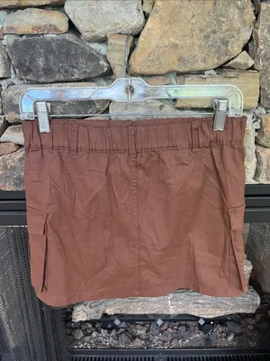 Brown Straight Mini Skirt Elastic Back Waist thumbnail 3