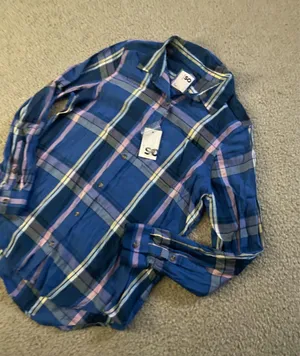 Blue Plaid Button thumbnail 1