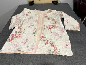 Handmade women's Floral Quilted Duster Sweater Sz XS/S Cottage Core Grandma Chic thumbnail 1