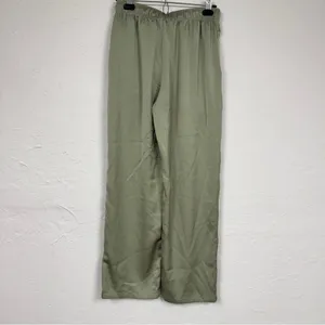 Uniqlo Sage Green Satin Wide Leg Pants Womens S Pull On Preppy Casual Tie Waist thumbnail 4