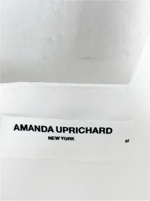 AMANDA UPRICHARD White Annalise Lined Back Zipper Flounce Hem Dress Medium thumbnail 3