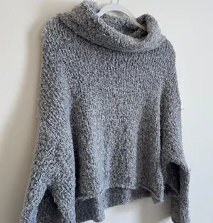Free People BFF Cowl Neck Grey Oversized Sweater Size XS Small Knit thumbnail 5