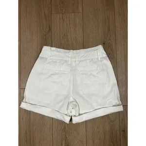 Sonoma Life Style Pleated Modern Shorts 6 White Linen Cotton Cuffed Casual thumbnail 4