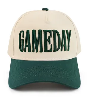 NWT Gameday Hat Vintage Embroidered Cream Green Trucker Snapback Baseball Cap thumbnail 1