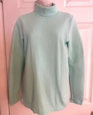 NWOT Athleta Textured Mint‎ Green Turtle Neck Size Medium thumbnail 1