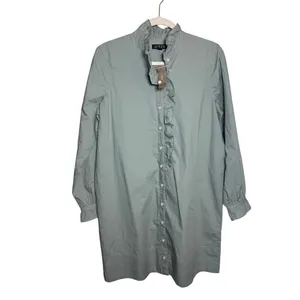 NWT J. Crew Cottage Shirt Dress in Green Sz. 8 thumbnail 4