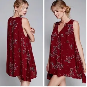 Free People Rust Red Swing Top Dress Festival Choker Boho Babydoll Summer Fall thumbnail 2