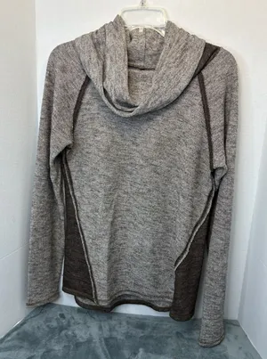 KUHL Nova Womens Brown Knit Cowl Neck Wool Blend Pullover Sweater Sz M thumbnail 1
