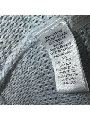 LOFT XS Blue Cotton Open Knit Hi Low Sweater thumbnail 3