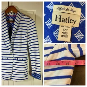 Hatley Nautical‎ Striped Jacket Blazer Womens Small Stretch Preppy Country Club thumbnail 2