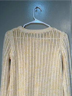 Talbots Women's Size‎ Small Petite Open Stitch Pullover Sweater Space Dye Yellow thumbnail 6