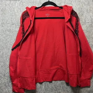 Soho‎ Street New York Company Hoodie Womens Medium Red Full Zip Lace Accent thumbnail 3