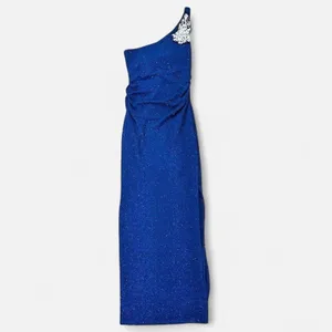 y2K Emerald Sundae one shoulder gown dress floor length xxsmall blue glitter thumbnail 3