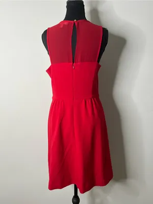Banana Republic Red Sheer Illusion Panel Fit Flare Dress 8 Sleeveless Mini thumbnail 6