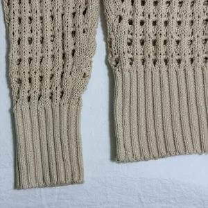 J.Crew Pointelle Crewneck Sweater Women‎ Small Fisherman Knit Dusty Ivory Cotton thumbnail 9