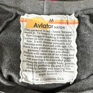 Aviator Nation Bolt Stitch Chevron Stripes Split Neck Crop Hoodie Gray Medium thumbnail 7