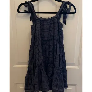 Altar'd State Navy Blue Hallie Tiered Mini Dress Tie‎ Shoulder Ruffle XS thumbnail 6