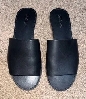 Madewell Boardwalk Post Slide Sandal Leather Black 10 thumbnail 1