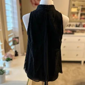 WHBM Black Lace Sleeveless Top S 6 thumbnail 6