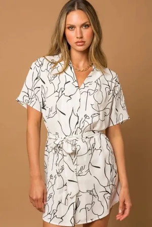 LE LIS Abstract Print Sopi’s Belted Tunic Dress Size M thumbnail 1